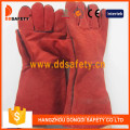 Guantes de soldadura dividida vaca roja (DLW619)